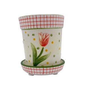 Vintage 90s 2000s Yankee Candle Votive Mini Candle Holder Spring Flowers Country